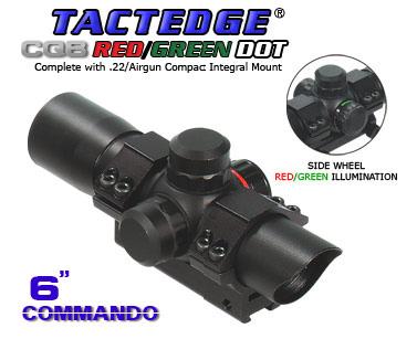   Leapers () Golden Image SCP-RD30RGDS TACTEDGE 6" COMMANDO CQB RED/GREEN DOT WITH INTEGRAL .22/AIRGUN MOUNT   10-12  ( ) .    